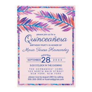 Elegant Artsy Tropical Leaves Acrylic Quinceañera