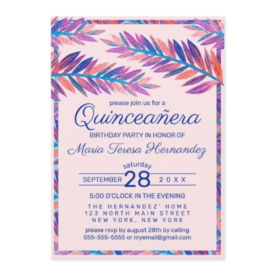 Elegant Artsy Tropical Leaves Acrylic Quinceañera