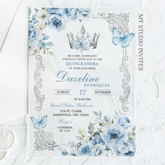 Elegant Baby Blue Crown Quinceanera Acrylic