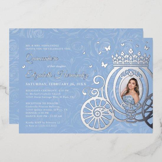 Elegant Baby Blue Quinceanera Princess Photo Foil  Foil