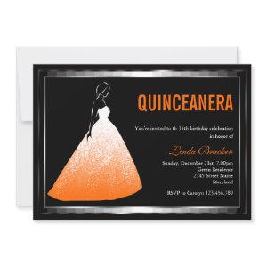Elegant Ball Gown Orange Quinceanera Invite