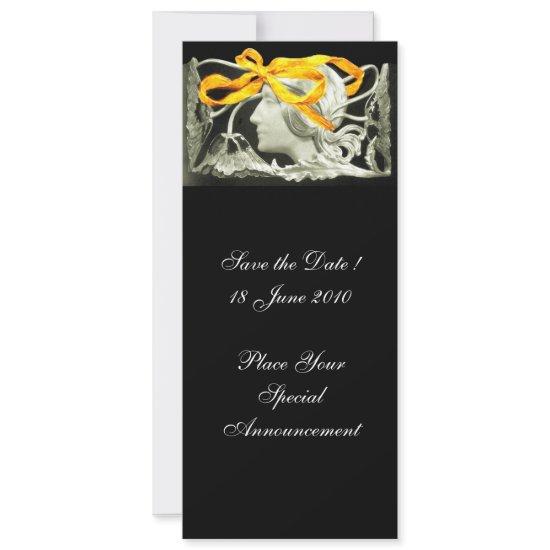 ELEGANT BEAUTY / LADY WITH YELLOW  BOW AND FLOWERS SAVE THE DATE
