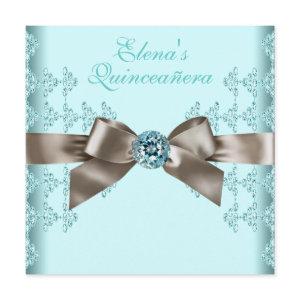 Elegant Beige and Teal Blue Quinceanera
