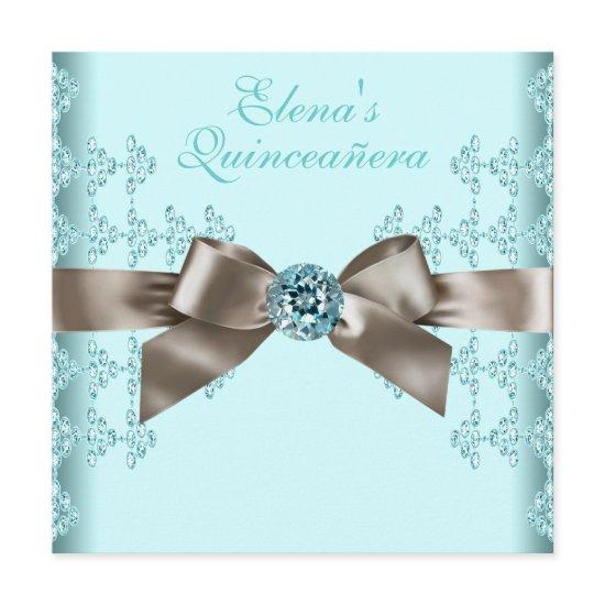 Elegant Beige and Teal Blue Quinceanera