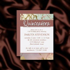 Elegant Beige Marble | Sage Rose Gold Quinceanera
