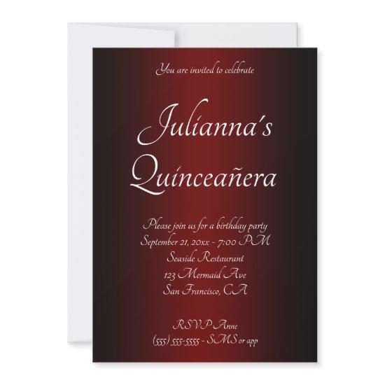 Elegant Black and Burgundy Ombre Quinceañera