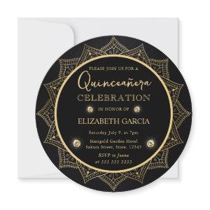 Elegant Black and Gold Mandala Quinceanera