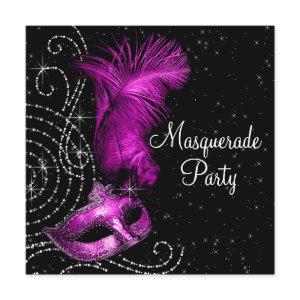 Elegant Black and Hot Pink Masquerade Party