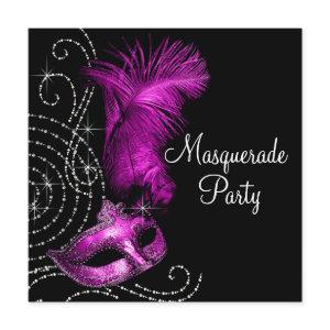 Elegant Black and Hot Pink Masquerade Party