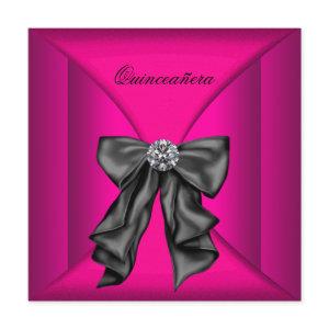 Elegant Black and Hot Pink Qiunceanera