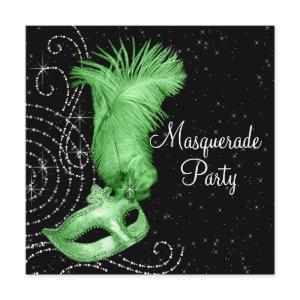 Elegant Black and Lime Green Masquerade Party