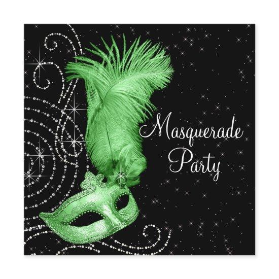 Elegant Black and Lime Green Masquerade Party