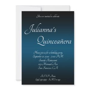 Elegant Black and Ocean Blue Ombre Quinceañera
