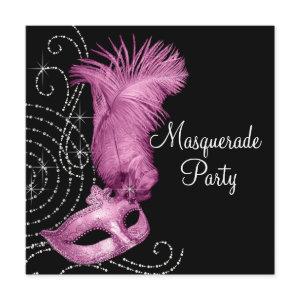 Elegant Black and Pink Masquerade Party