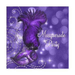 Elegant Black and Purple  Masquerade Party
