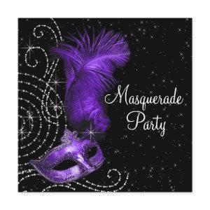 Elegant Black and Purple  Masquerade Party