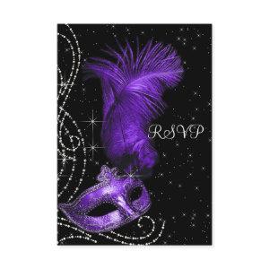 Elegant Black and Purple Masquerade Party RSVP