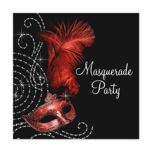 Elegant Black and Red Masquerade Party