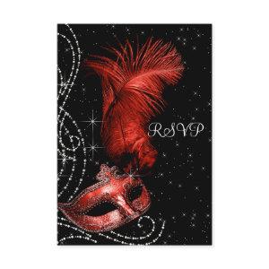 Elegant Black and Red Masquerade Party RSVP