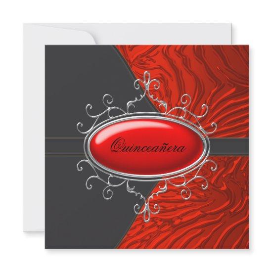 Elegant Black and Red Zebra Quinceanera