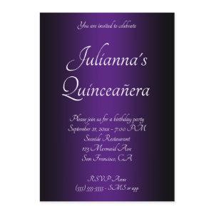 Elegant Black and Royal Purple Ombre Quinceañera
