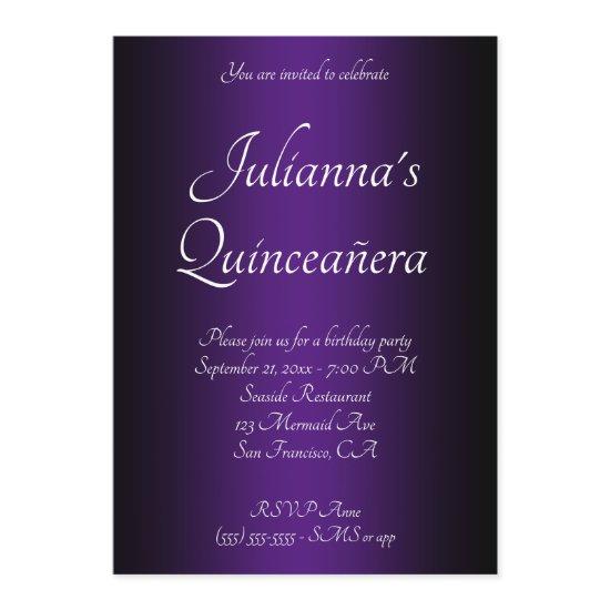 Elegant Black and Royal Purple Ombre Quinceañera