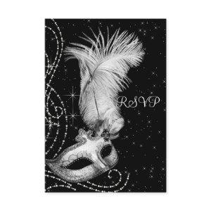 Elegant Black and White Masquerade Party RSVP