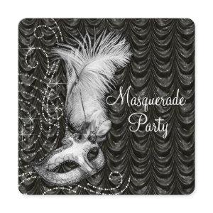 Elegant Black and White Masquerade Party Satin
