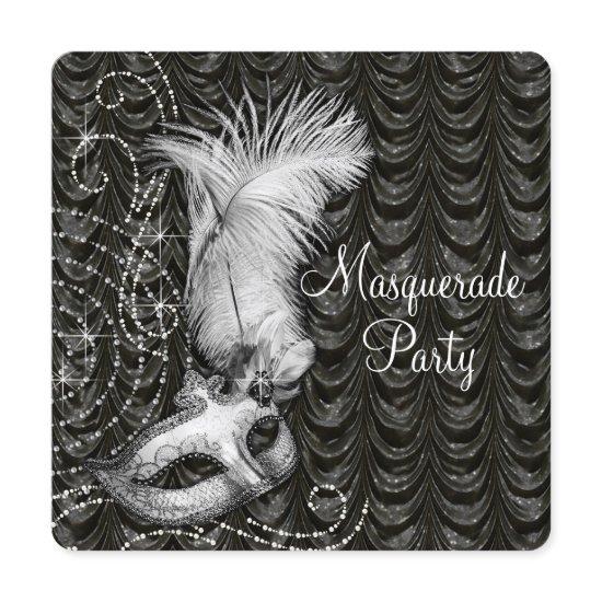 Elegant Black and White Masquerade Party Satin