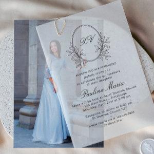 Elegant Black Crest Formal Quinceañera Vellum