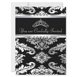 Elegant Black Damask Quinceanera