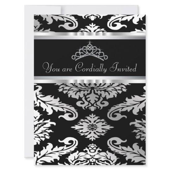 Elegant Black Damask Quinceanera