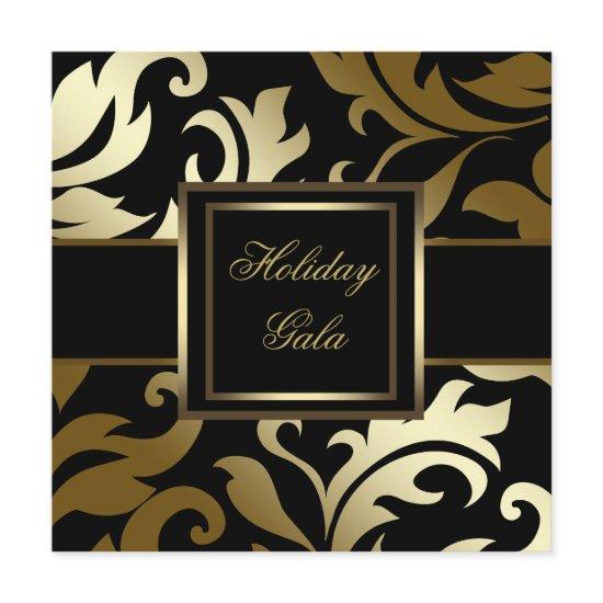 Elegant Black Gold Damask Party