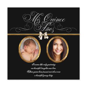 Elegant Black Gold Photo Quinceanera