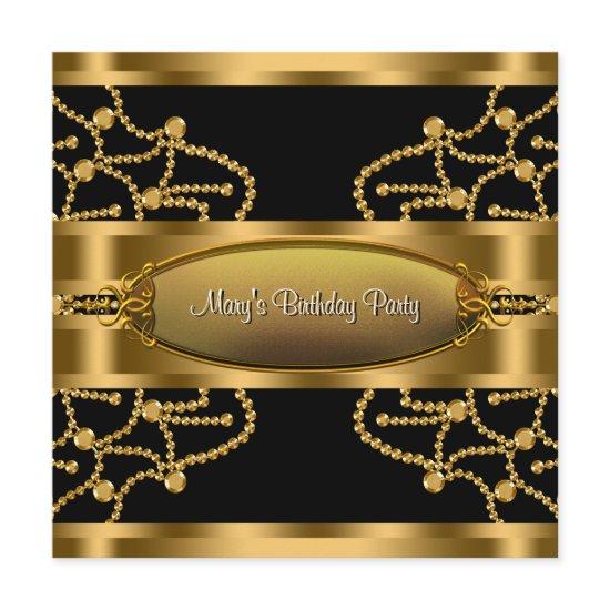 Elegant Black Gold Womans Birthday Party