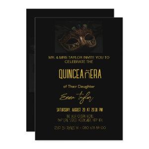 Elegant Black Masquerade Quinceañera 15 Birthday