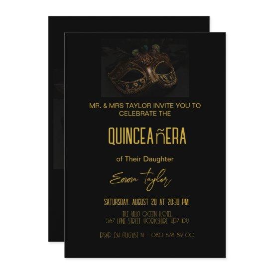 Elegant Black Masquerade Quinceañera 15 Birthday