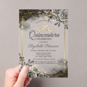 Elegant Black Roses Gothic Quinceañera  Acrylic