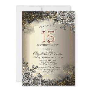 Elegant Black Roses,String Lights 15th Birthday