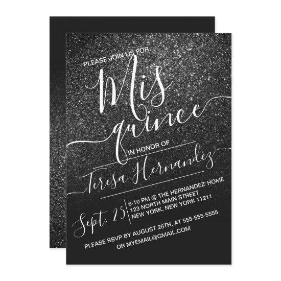 Elegant Black Sparkly Glitter Ombre Quinceañera