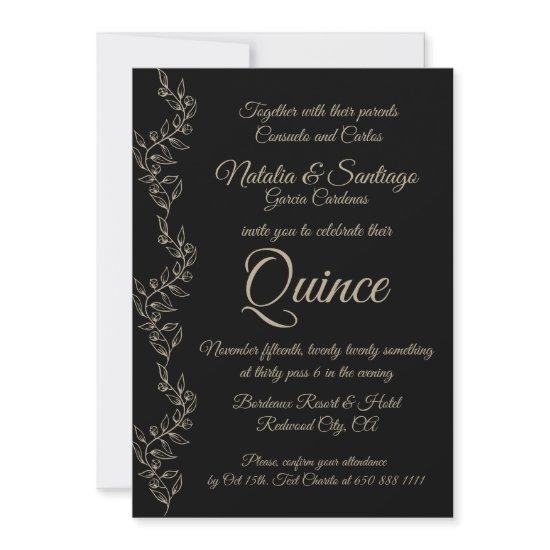 Elegant Black Twin Boy Girl Fiesta de Quince