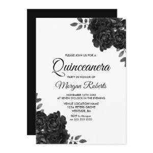 Elegant Black & White Rose Quinceanera