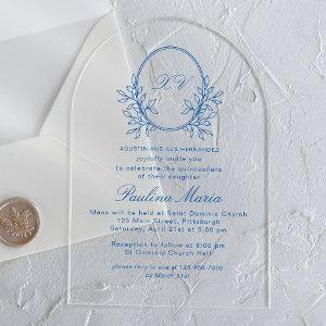 Elegant Blue Crest Formal Quinceañera Acrylic