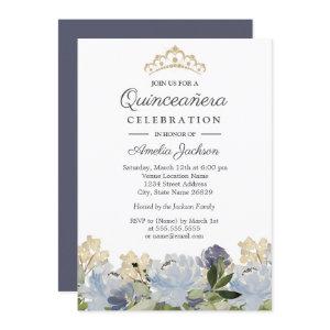 Elegant Blue Floral Garden Tiara Quinceanera