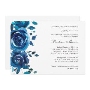 Elegant Blue Floral Quinceañera
