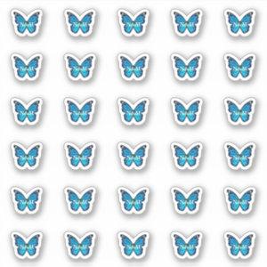 Elegant Blue Monarch Butterfly Monogram Initials Sticker