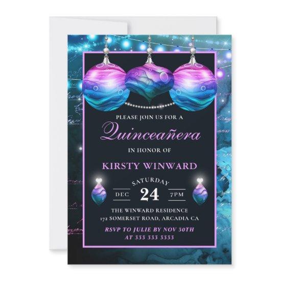 Elegant Blue & Purple Mermaid Baubles Quinceanera