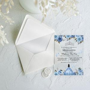Elegant Blue Royal Floral Butterfly  Quinceanera Acrylic
