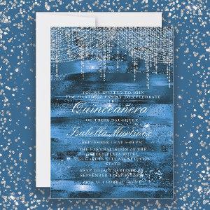 Elegant Blue Silver String Lights Quinceañera