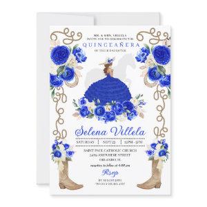 Elegant Blue Western Charro Princess Quinceañera